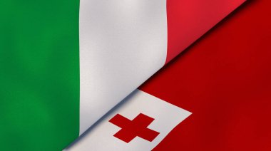 İtalya ve Tonga 'nın iki bayrağı. Kaliteli bir iş geçmişi. 3d illüstrasyon