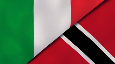 İtalya, Trinidad ve Tobago 'nun iki bayrağı. Kaliteli bir iş geçmişi. 3d illüstrasyon