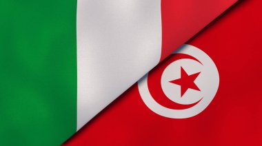 İtalya ve Tunus 'un iki bayrağı. Kaliteli bir iş geçmişi. 3d illüstrasyon