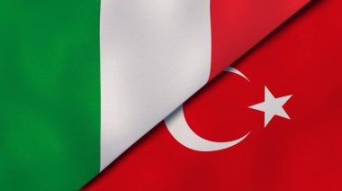 İtalya ve Türkiye 'nin iki bayrağı. Kaliteli bir iş geçmişi. 3d illüstrasyon