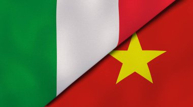 İtalya ve Vietnam 'ın iki bayrağı. Kaliteli bir iş geçmişi. 3d illüstrasyon