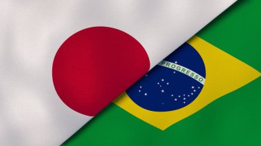 Japonya ve Brezilya 'nın iki bayrağı. Kaliteli bir iş geçmişi. 3d illüstrasyon