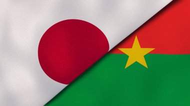 Japonya ve Burkina Faso 'nun iki bayrağı. Kaliteli bir iş geçmişi. 3d illüstrasyon