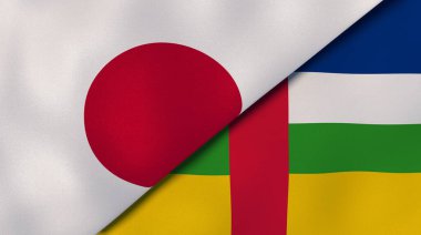 Japonya ve Orta Afrika Cumhuriyeti 'nin iki bayrağı. Kaliteli bir iş geçmişi. 3d illüstrasyon