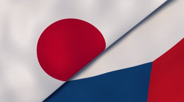 Japonya ve Çek Cumhuriyeti 'nin iki bayrağı. Kaliteli bir iş geçmişi. 3d illüstrasyon