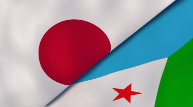 Japonya ve Cibuti 'nin iki bayrağı. Kaliteli bir iş geçmişi. 3d illüstrasyon