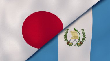 Japonya ve Guatemala 'nın iki bayrağı. Kaliteli bir iş geçmişi. 3d illüstrasyon