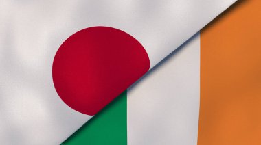 Japonya ve İrlanda 'nın iki bayrağı. Kaliteli bir iş geçmişi. 3d illüstrasyon