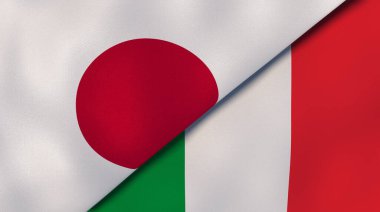 Japonya ve İtalya 'nın iki bayrağı. Kaliteli bir iş geçmişi. 3d illüstrasyon