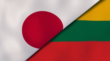 Japonya ve Litvanya 'nın iki bayrağı. Kaliteli bir iş geçmişi. 3d illüstrasyon