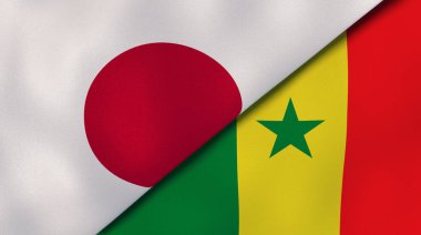 Japonya ve Senegal 'in iki bayrağı. Kaliteli bir iş geçmişi. 3d illüstrasyon