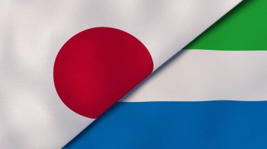 Japonya ve Sierra Leone 'nin iki bayrağı. Kaliteli bir iş geçmişi. 3d illüstrasyon