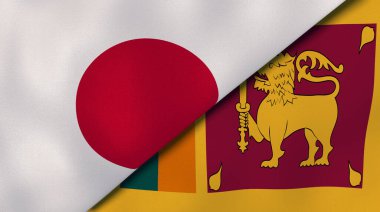 Japonya ve Sri Lanka 'nın iki bayrağı. Kaliteli bir iş geçmişi. 3d illüstrasyon