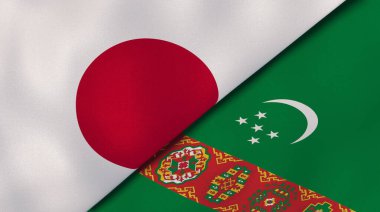 Japonya ve Türkmenistan 'ın iki bayrağı. Kaliteli bir iş geçmişi. 3d illüstrasyon
