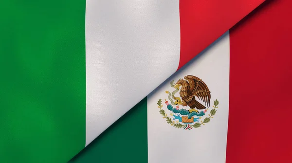 Dois Estados Bandeiras Itália México Fundo Negócios Alta Qualidade Ilustração — Fotografia de Stock