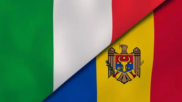 Dwa Państwa Bandery Włoch Mołdawii Wysokiej Jakości Doświadczenie Biznesowe Ilustracja — Zdjęcie stockowe