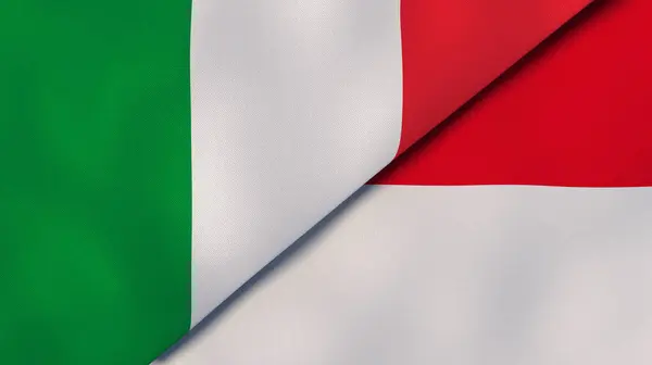 意大利和摩纳哥两国国旗 高质量的商业背景 3D说明 — 图库照片
