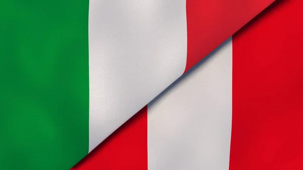 Deux États Drapeaux Italie Pérou Une Expérience Professionnelle Haute Qualité — Photo