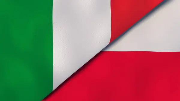 意大利和波兰的两个国家的国旗 高质量的商业背景 3D说明 — 图库照片