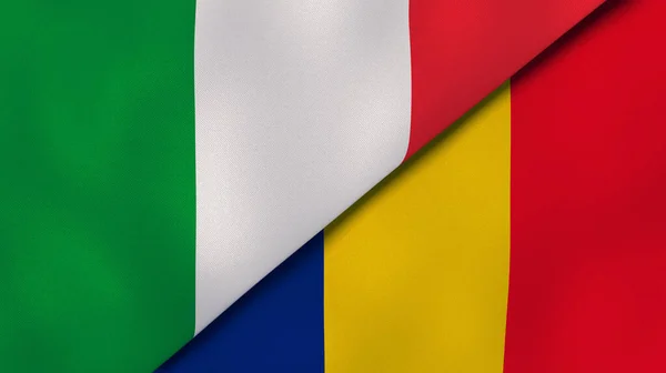 イタリアとルーマニアの2つの州旗 高品質のビジネス背景 3Dイラスト — ストック写真