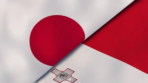 Twee Vlaggen Van Japan Malta Hoge Kwaliteit Zakelijke Achtergrond Illustratie — Stockfoto