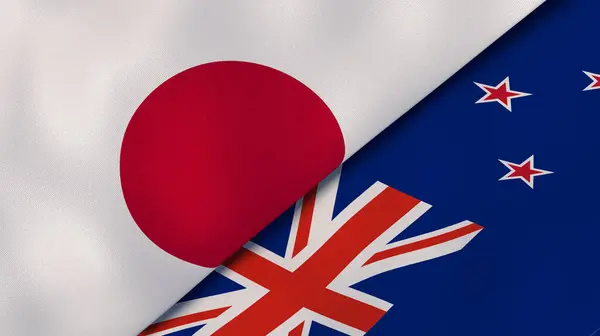 Two States Flags Japan New Zealand High Quality Business Background — Stock Photo, Image