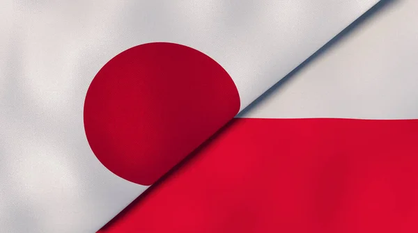 Twee Vlaggen Van Japan Polen Hoge Kwaliteit Zakelijke Achtergrond Illustratie — Stockfoto
