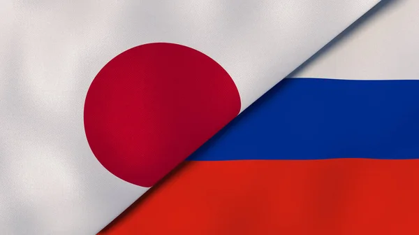 日本和俄罗斯两国国旗 高质量的商业背景 3D说明 — 图库照片