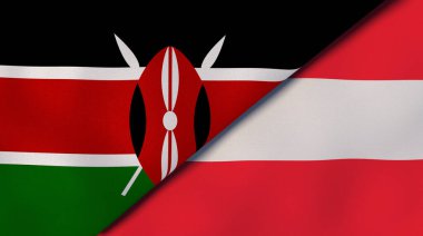 Kenya ve Avusturya 'nın iki bayrağı. Kaliteli bir iş geçmişi. 3d illüstrasyon