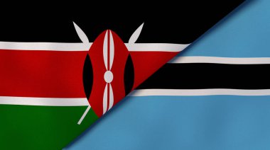 Kenya ve Botswana 'nın iki bayrağı. Kaliteli bir iş geçmişi. 3d illüstrasyon