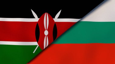Kenya ve Bulgaristan 'ın iki bayrağı. Kaliteli bir iş geçmişi. 3d illüstrasyon