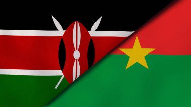 Kenya ve Burkina Faso 'nun iki bayrağı. Kaliteli bir iş geçmişi. 3d illüstrasyon