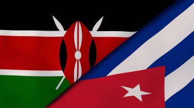 Kenya ve Küba 'nın iki bayrağı. Kaliteli bir iş geçmişi. 3d illüstrasyon