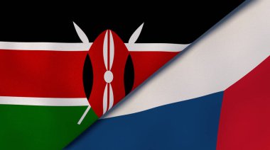 Kenya ve Çek Cumhuriyeti 'nin iki bayrağı. Kaliteli bir iş geçmişi. 3d illüstrasyon