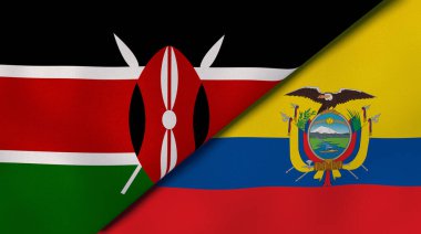 Kenya ve Ekvador 'un iki bayrağı. Kaliteli bir iş geçmişi. 3d illüstrasyon