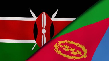 Kenya ve Eritre 'nin iki bayrağı. Kaliteli bir iş geçmişi. 3d illüstrasyon