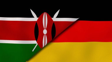 Kenya ve Almanya 'nın iki bayrağı. Kaliteli bir iş geçmişi. 3d illüstrasyon