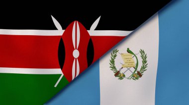 Kenya ve Guatemala 'nın iki bayrağı. Kaliteli bir iş geçmişi. 3d illüstrasyon