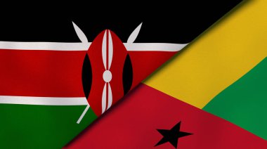 Kenya ve Gine Bissau 'nun iki bayrağı. Kaliteli bir iş geçmişi. 3d illüstrasyon