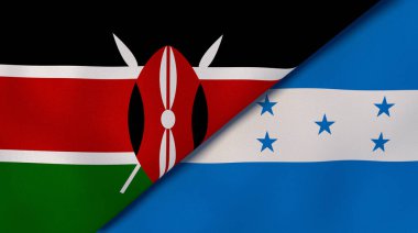 Kenya ve Honduras 'ın iki bayrağı. Kaliteli bir iş geçmişi. 3d illüstrasyon