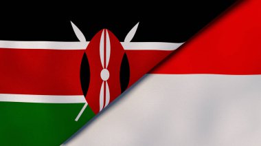 Kenya ve Endonezya 'nın iki bayrağı. Kaliteli bir iş geçmişi. 3d illüstrasyon