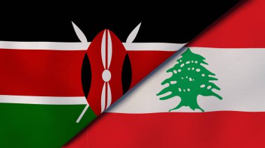 Kenya ve Lübnan 'ın iki bayrağı. Kaliteli bir iş geçmişi. 3d illüstrasyon