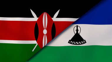 Kenya ve Lesotho 'nun iki bayrağı. Kaliteli bir iş geçmişi. 3d illüstrasyon