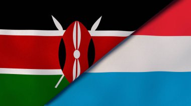 Kenya ve Lüksemburg 'un iki bayrağı. Kaliteli bir iş geçmişi. 3d illüstrasyon