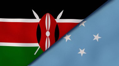 Kenya ve Mikronezya 'nın iki bayrağı. Kaliteli bir iş geçmişi. 3d illüstrasyon