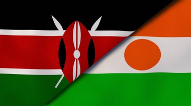 Kenya ve Nijer 'in iki bayrağı. Kaliteli bir iş geçmişi. 3d illüstrasyon