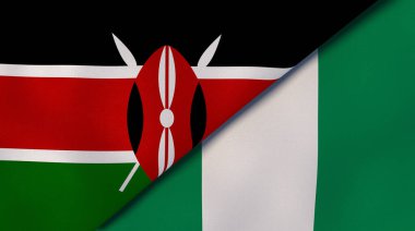Kenya ve Nijerya 'nın iki bayrağı. Kaliteli bir iş geçmişi. 3d illüstrasyon