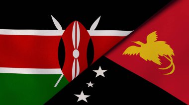 Kenya ve Papua Yeni Gine 'nin iki bayrağı. Kaliteli bir iş geçmişi. 3d illüstrasyon