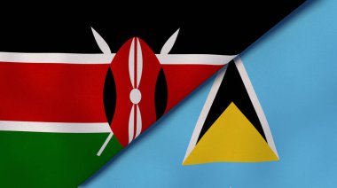 Kenya ve Saint Lucia 'nın iki bayrağı. Kaliteli bir iş geçmişi. 3d illüstrasyon
