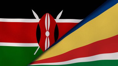 Kenya ve Seyşeller 'in iki bayrağı. Kaliteli bir iş geçmişi. 3d illüstrasyon